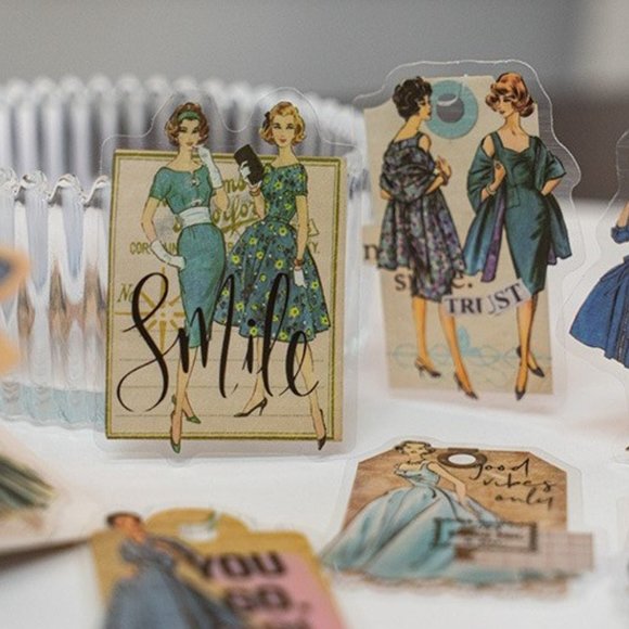 1950 Vintage Fashion Waterproof Sticker Pack - Picture 7 of 12